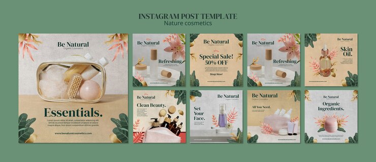 PSD gratuito diseño de plantillas cosméticas de la naturaleza
