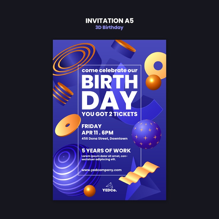 PSD gratuito diseño de plantillas de cumpleaños en 3d