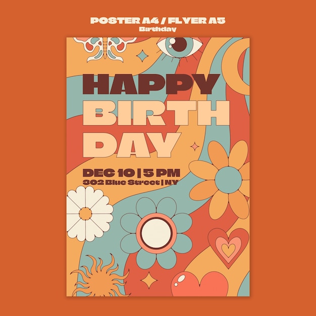 PSD gratuito diseño de plantillas de cumpleaños