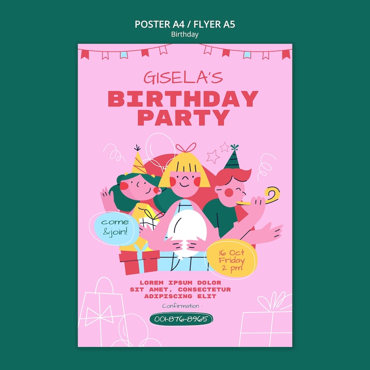 PSD gratuito diseño de plantillas de cumpleaños