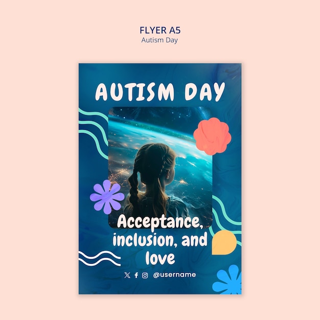 PSD gratuito diseño de plantillas para el día del autismo