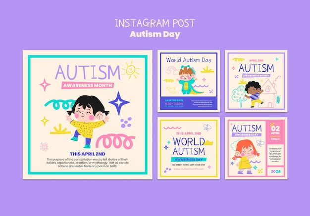 PSD gratuito diseño de plantillas para el día del autismo