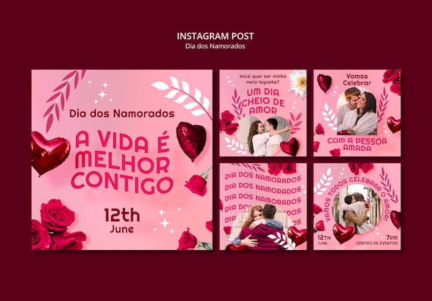 PSD gratuito diseño de plantillas de dia dos namorados