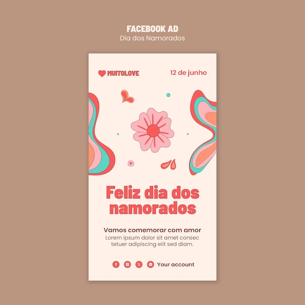 PSD gratuito diseño de plantillas de dia dos namorados