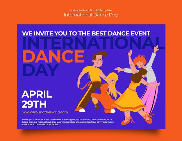 PSD gratuito diseño de plantillas para el día internacional de la danza