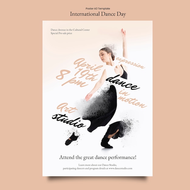 PSD gratuito diseño de plantillas para el día internacional de la danza