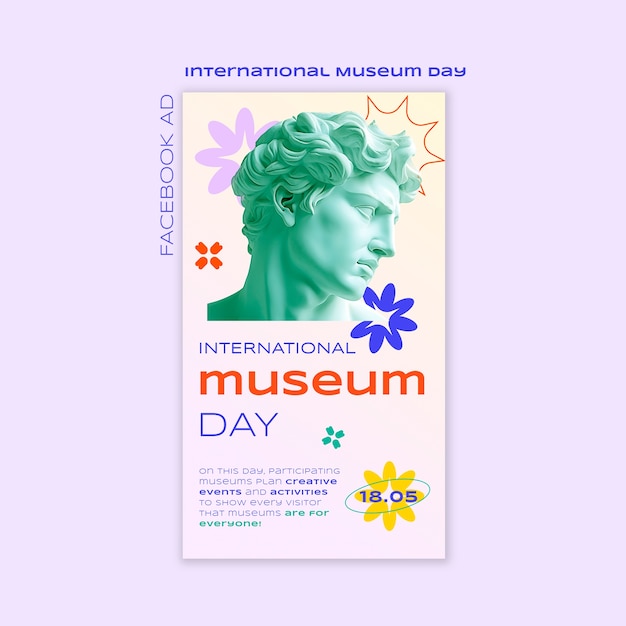 PSD gratuito diseño de plantillas para el día internacional de los museos