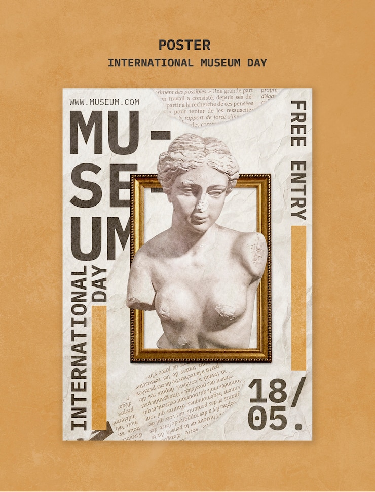PSD gratuito diseño de plantillas para el día internacional de los museos