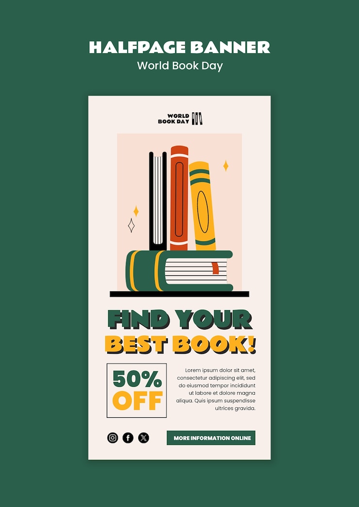 PSD gratuito diseño de plantillas para el día mundial del libro