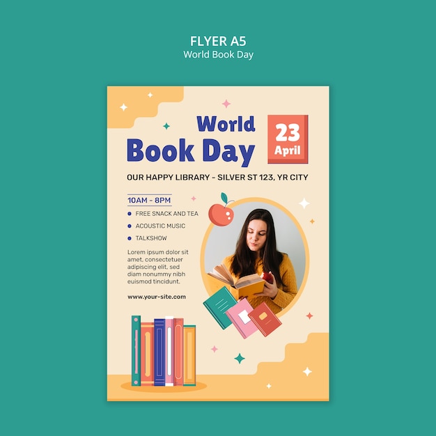 Diseño de plantillas para el día mundial del libro