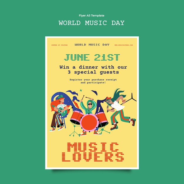 Diseño de plantillas para el día mundial de la música