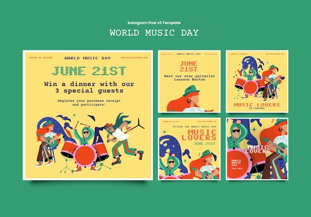 PSD gratuito diseño de plantillas para el día mundial de la música