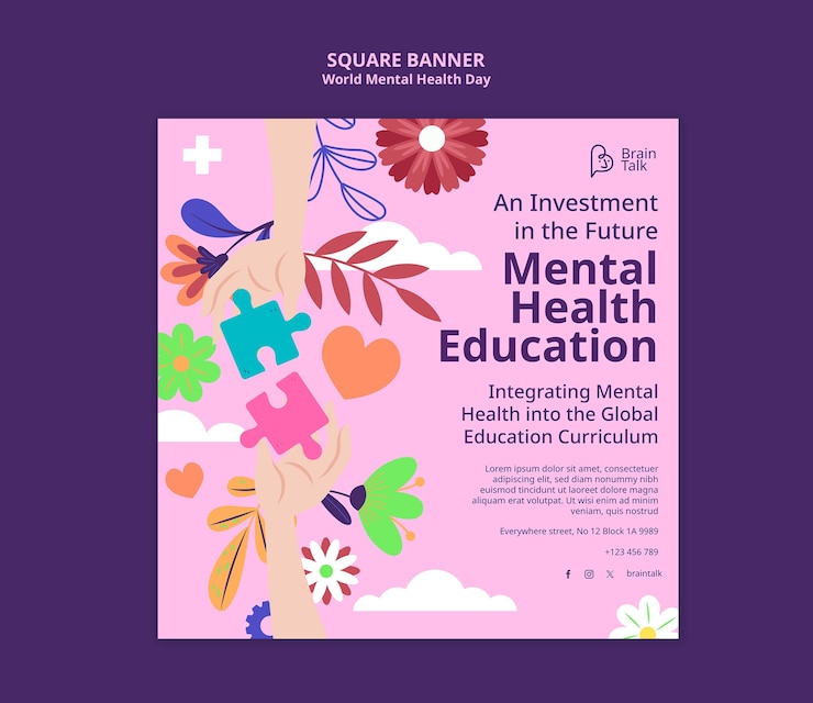PSD gratuito diseño de plantillas para el día mundial de la salud mental