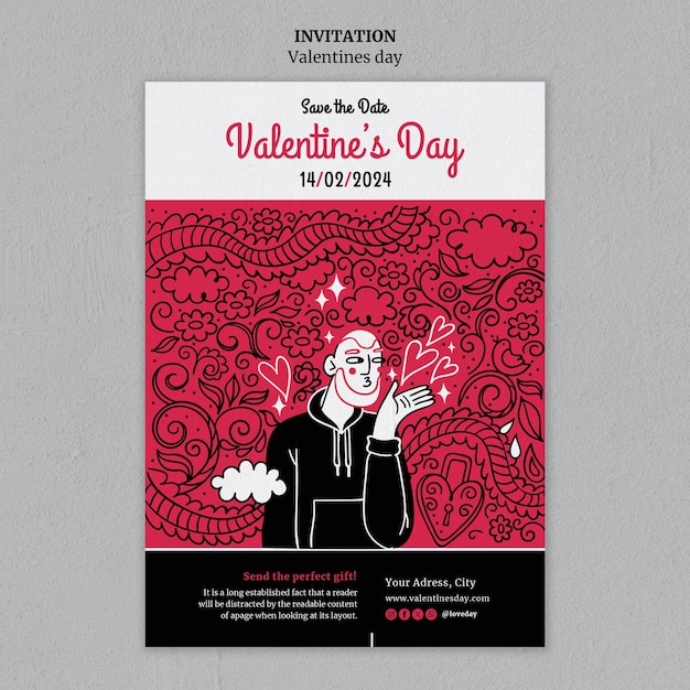 PSD gratuito diseño de plantillas para el día de san valentín