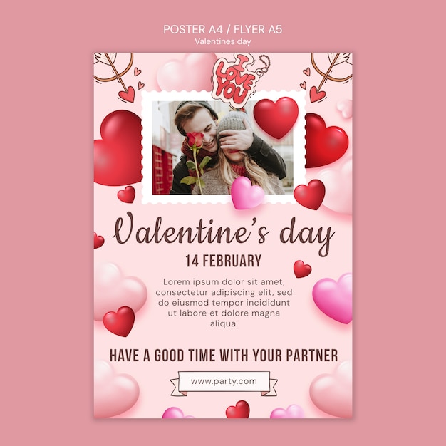 PSD gratuito diseño de plantillas para el día de san valentín