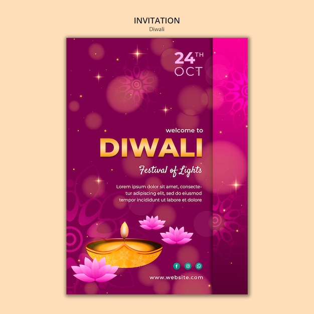 Diseño de plantillas de Diwali con gradiente