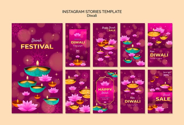 Diseño de plantillas de Diwali con gradiente