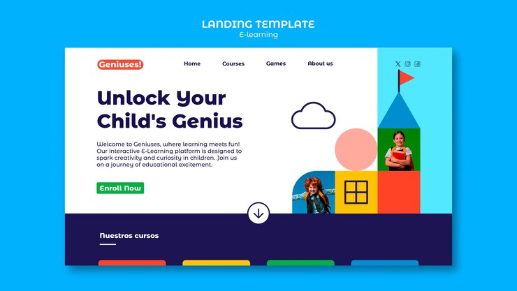 PSD gratuito diseño de plantillas de e-learning