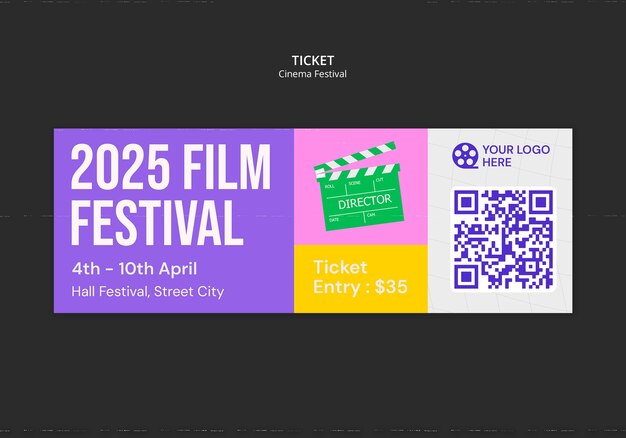 Diseño de plantillas de entradas para festivales de cine