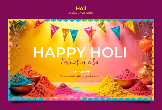 Diseño de plantillas para el escritorio del festival de Holi