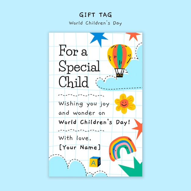 Diseño de plantillas de etiquetas de regalos para el Día Mundial de la Infancia