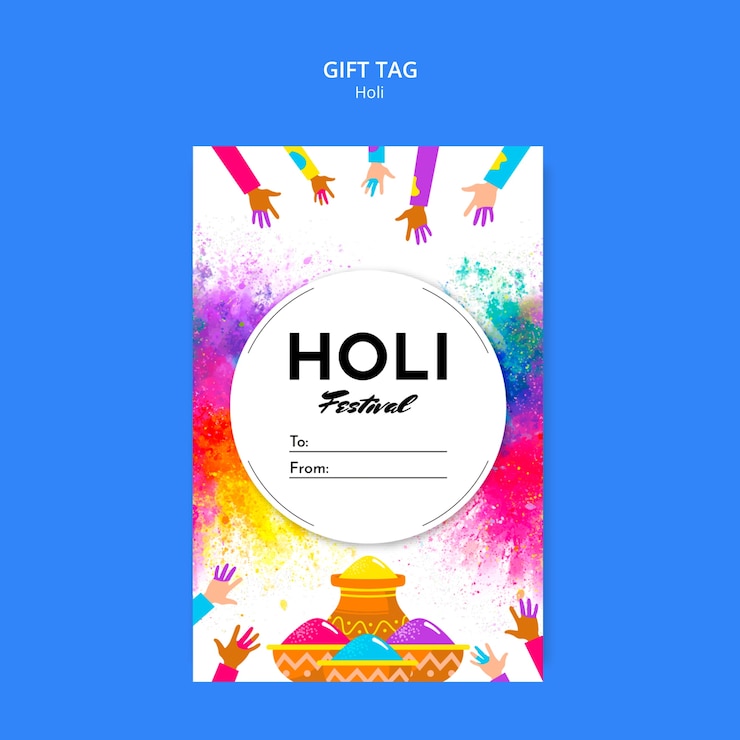PSD gratuito diseño de plantillas de etiquetas de regalos para el festival de holi