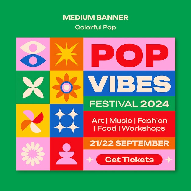 Diseño de plantillas de eventos pop coloridos