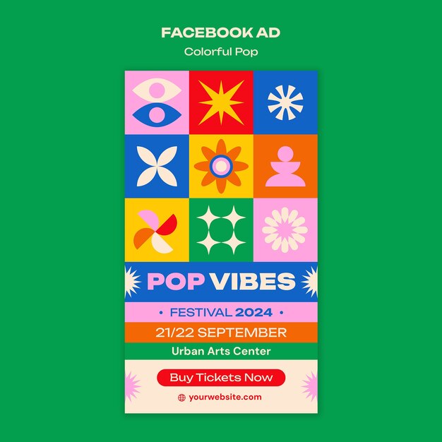 Diseño de plantillas de eventos pop coloridos