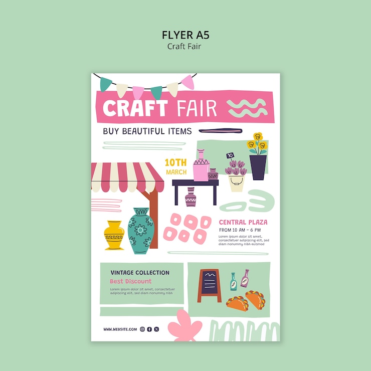 PSD gratuito diseño de plantillas de ferias artesanales