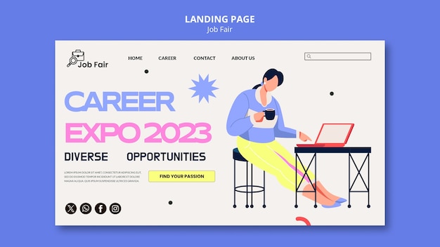 PSD gratuito diseño de plantillas de ferias de empleo