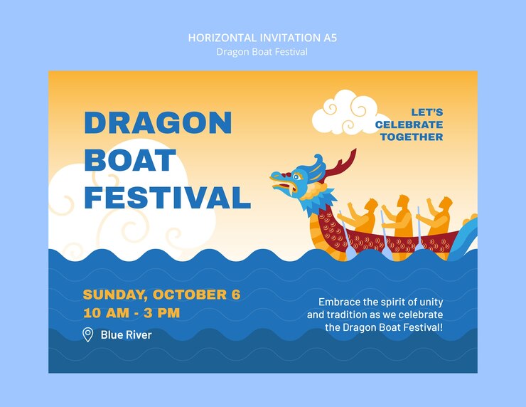 PSD gratuito diseño de plantillas para el festival del barco dragón