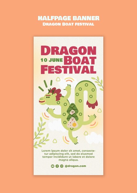 PSD gratuito diseño de plantillas para el festival del barco dragón