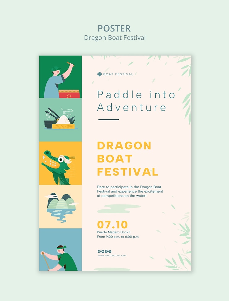 PSD gratuito diseño de plantillas para el festival del barco dragón