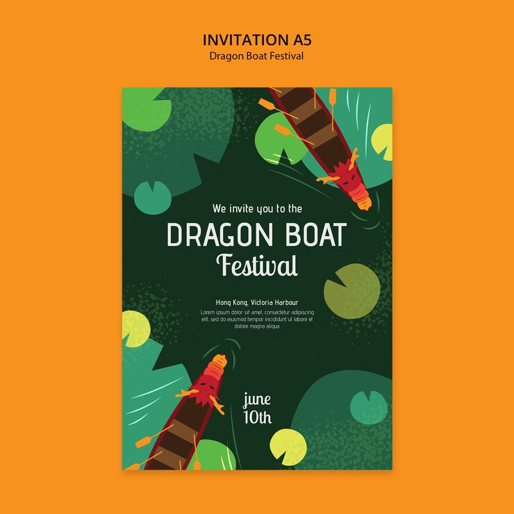PSD gratuito diseño de plantillas para el festival del barco dragón