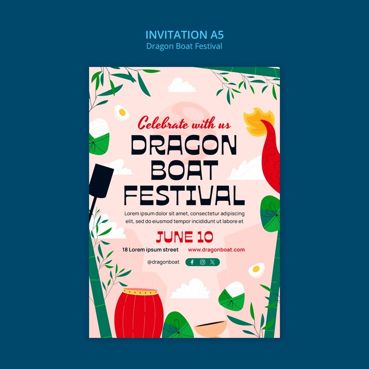 PSD gratuito diseño de plantillas para el festival del barco dragón