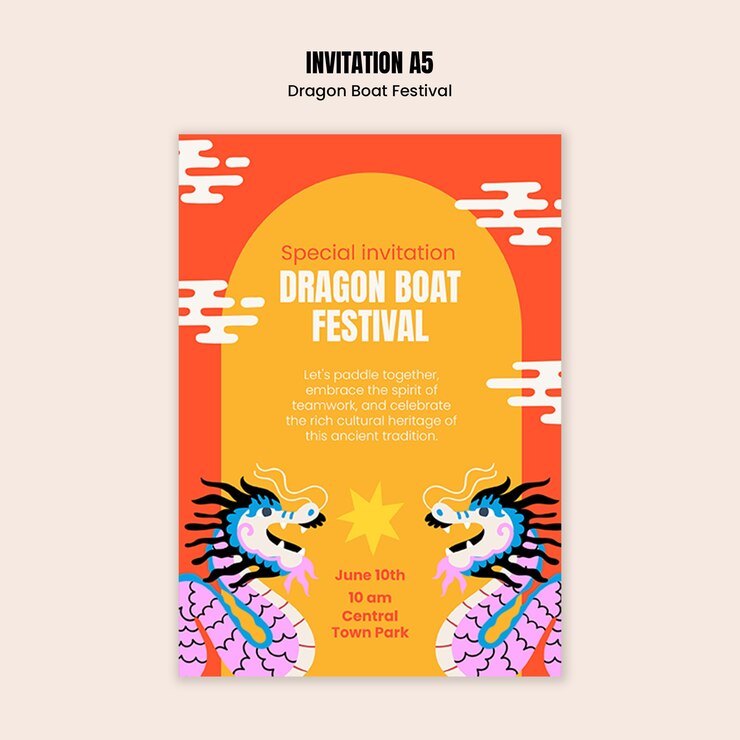 PSD gratuito diseño de plantillas para el festival del barco dragón