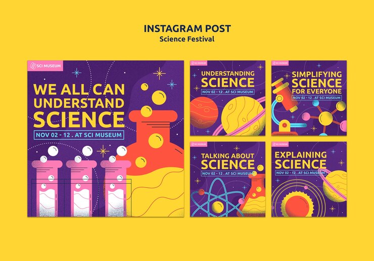 PSD gratuito diseño de plantillas para el festival de ciencias