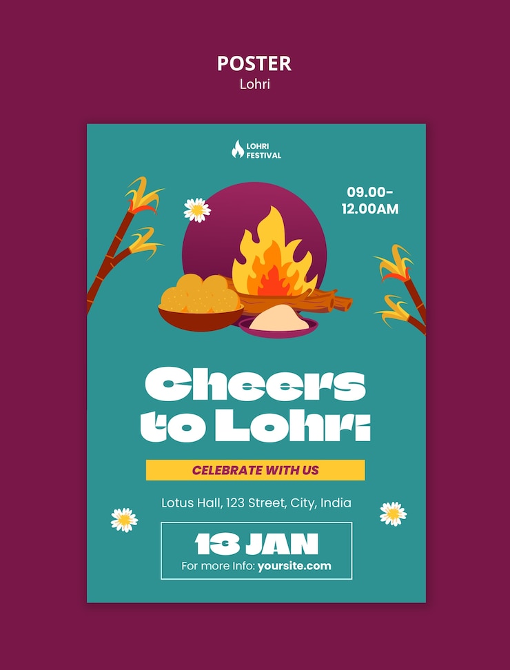 PSD gratuito diseño de plantillas para el festival de lohri