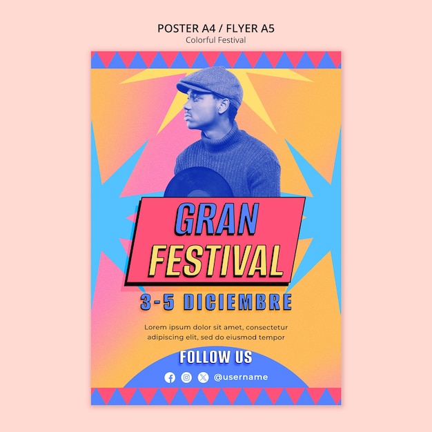 Diseño de plantillas de festivales coloridos