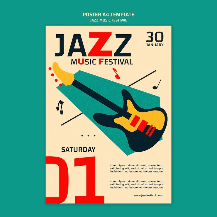 PSD gratuito diseño de plantillas de festivales de música de jazz.