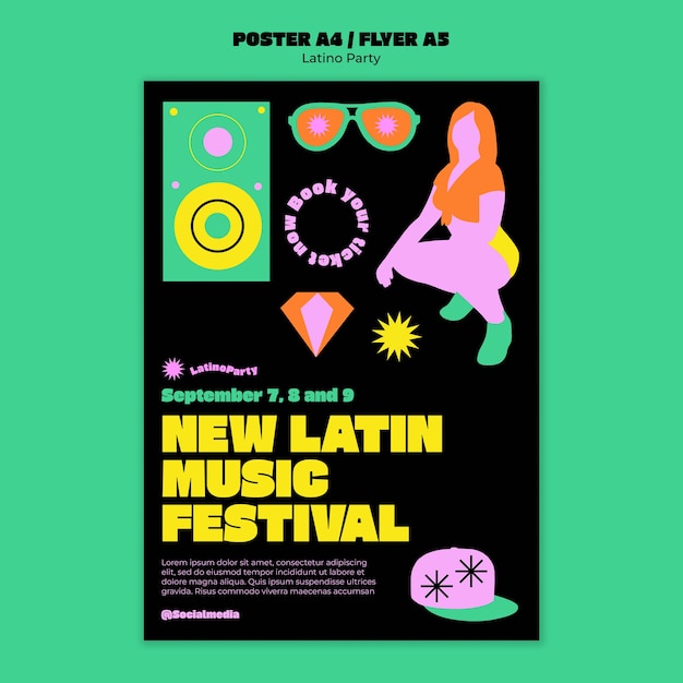 PSD gratuito diseño de plantillas de fiestas latinas