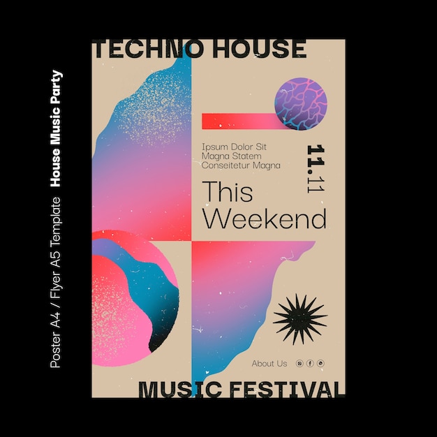 Diseño de plantillas de fiestas de música house