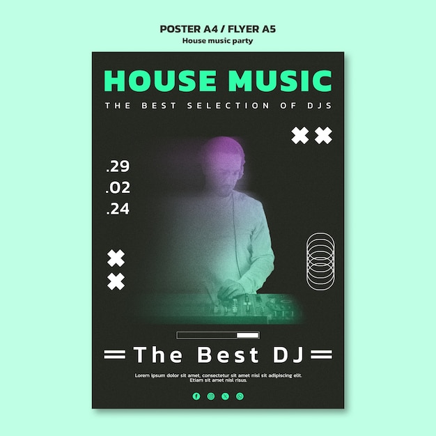 PSD gratuito diseño de plantillas de fiestas de música house