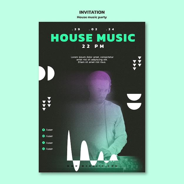 PSD gratuito diseño de plantillas de fiestas de música house