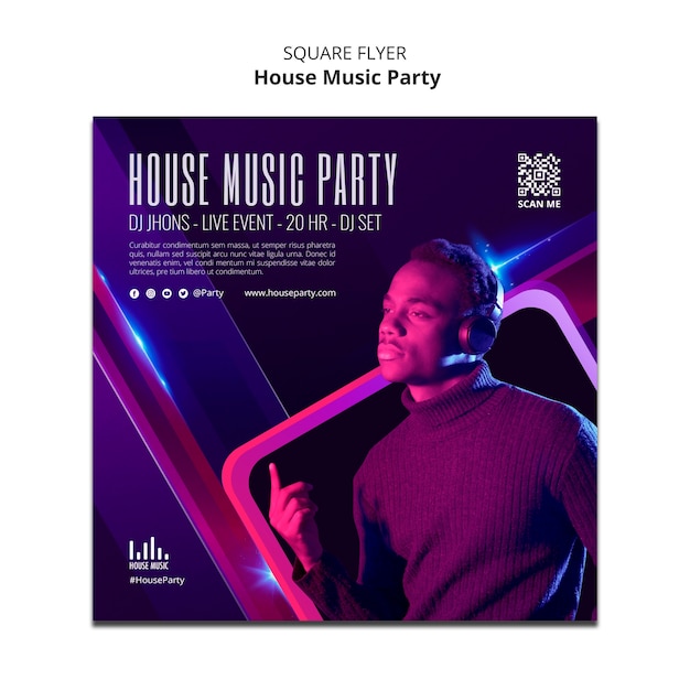 PSD gratuito diseño de plantillas de fiestas de música house