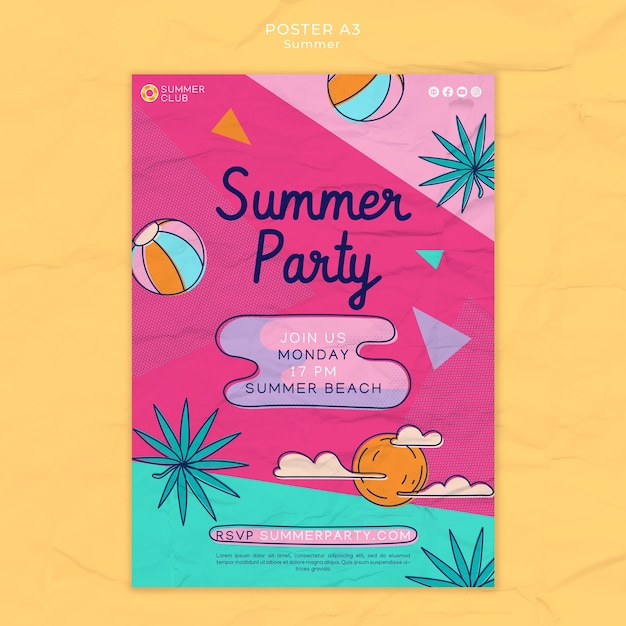 PSD gratuito diseño de plantillas para fiestas de verano