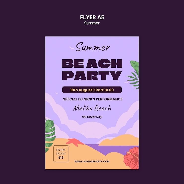 PSD gratuito diseño de plantillas para fiestas de verano