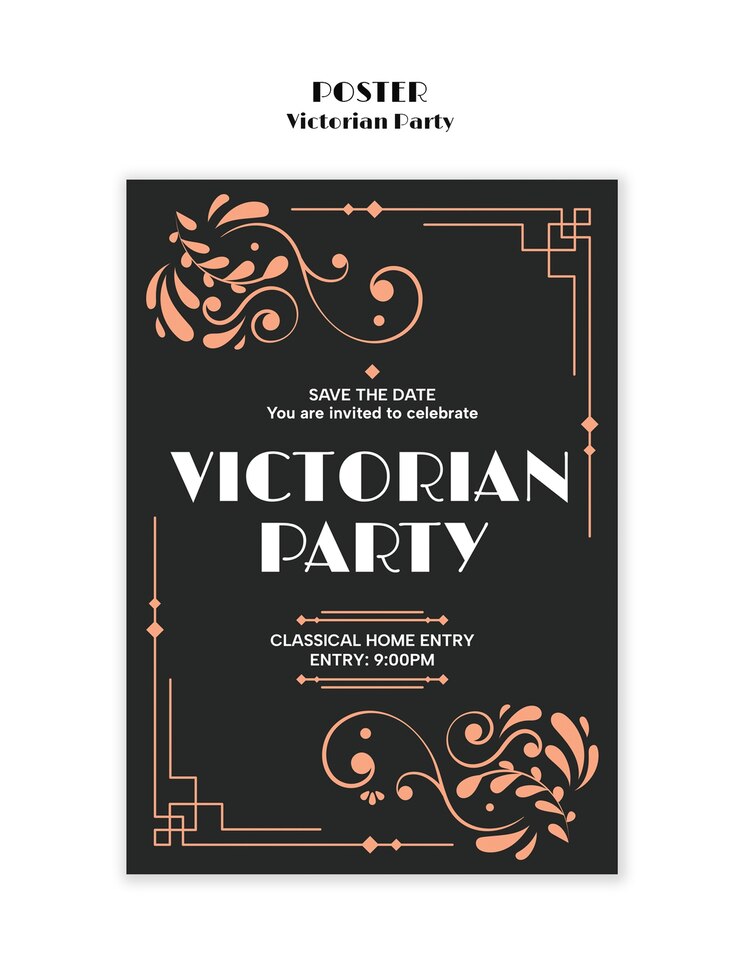 PSD gratuito diseño de plantillas de fiestas victorianas