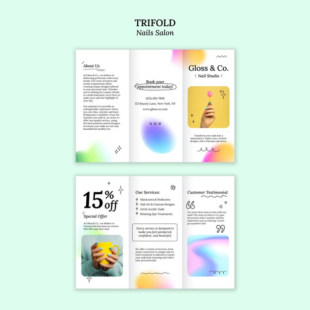 Diseño de plantillas de folletos para salones de uñas