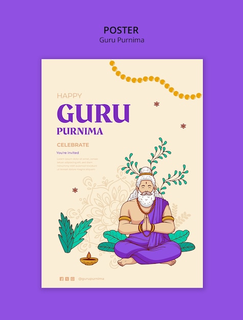 PSD gratuito diseño de plantillas de guru purnima